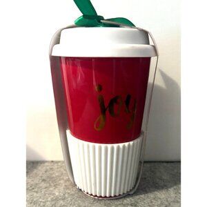 Ceramic Christmas Travel Mug" Joy" W/ Silicone Heat Guard #2951
